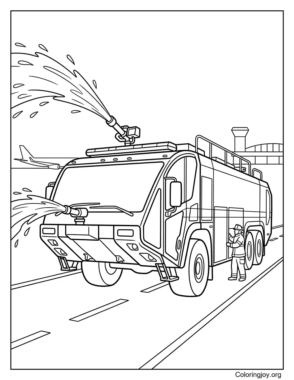 Airport Fire Truck Coloring Page