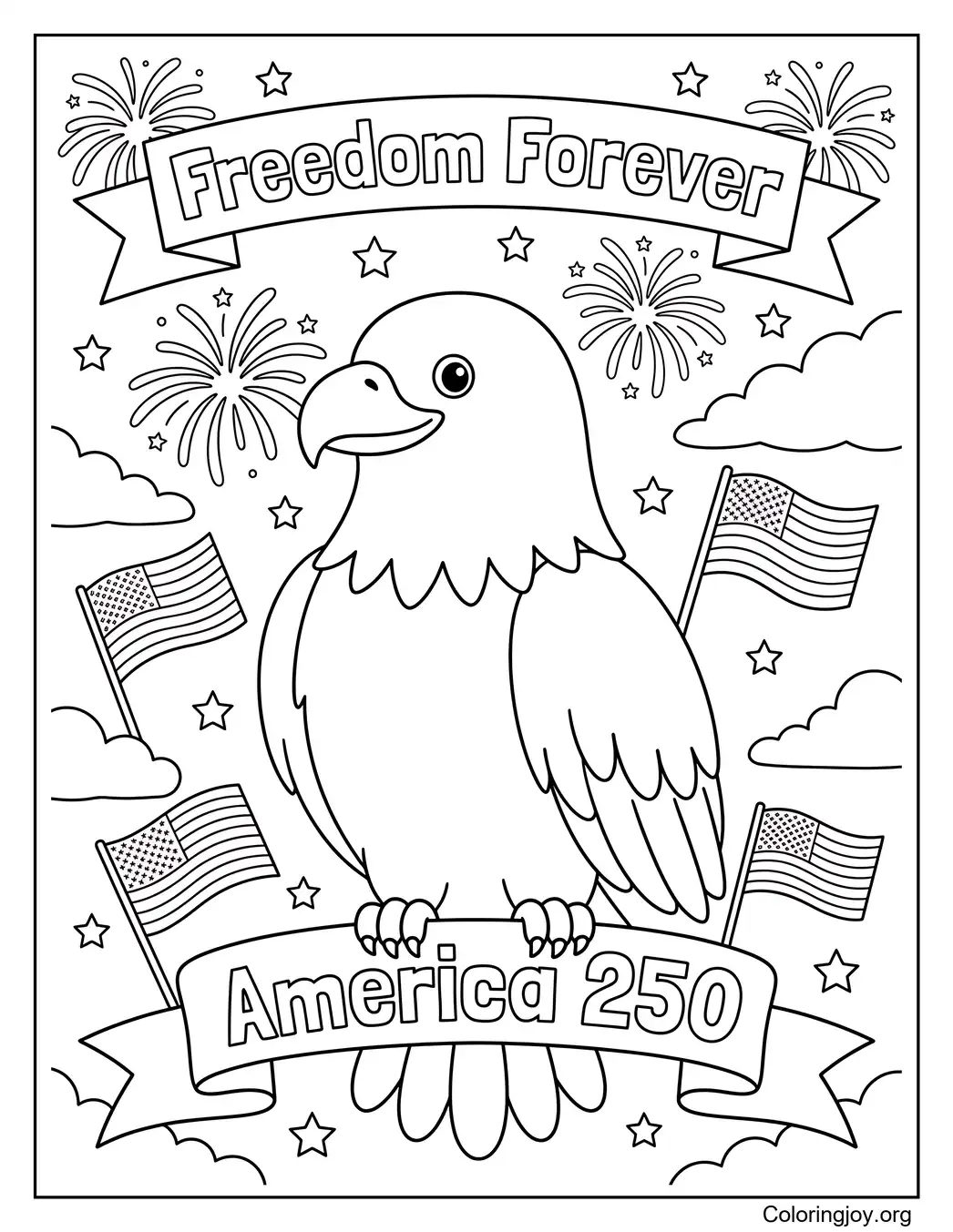 America 250 Eagle Coloring Page