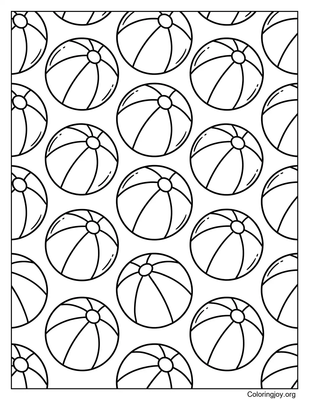 Strandbal Doodle Art kleurplaat