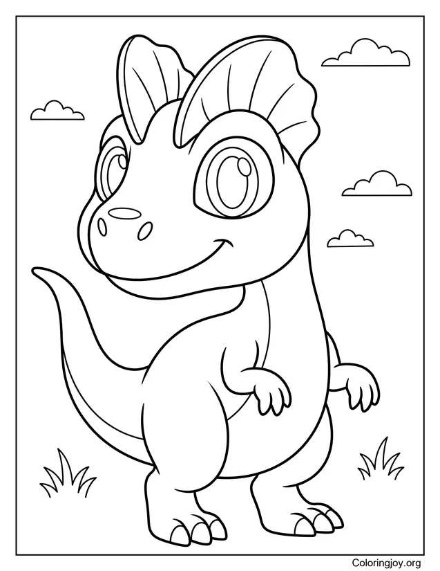 Cartoon Dilophosaurus with Big Eyes
