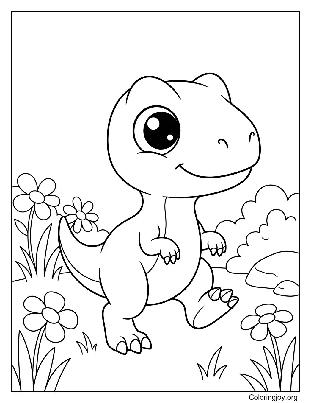 Chibi-style baby Allosaurus for toddlers