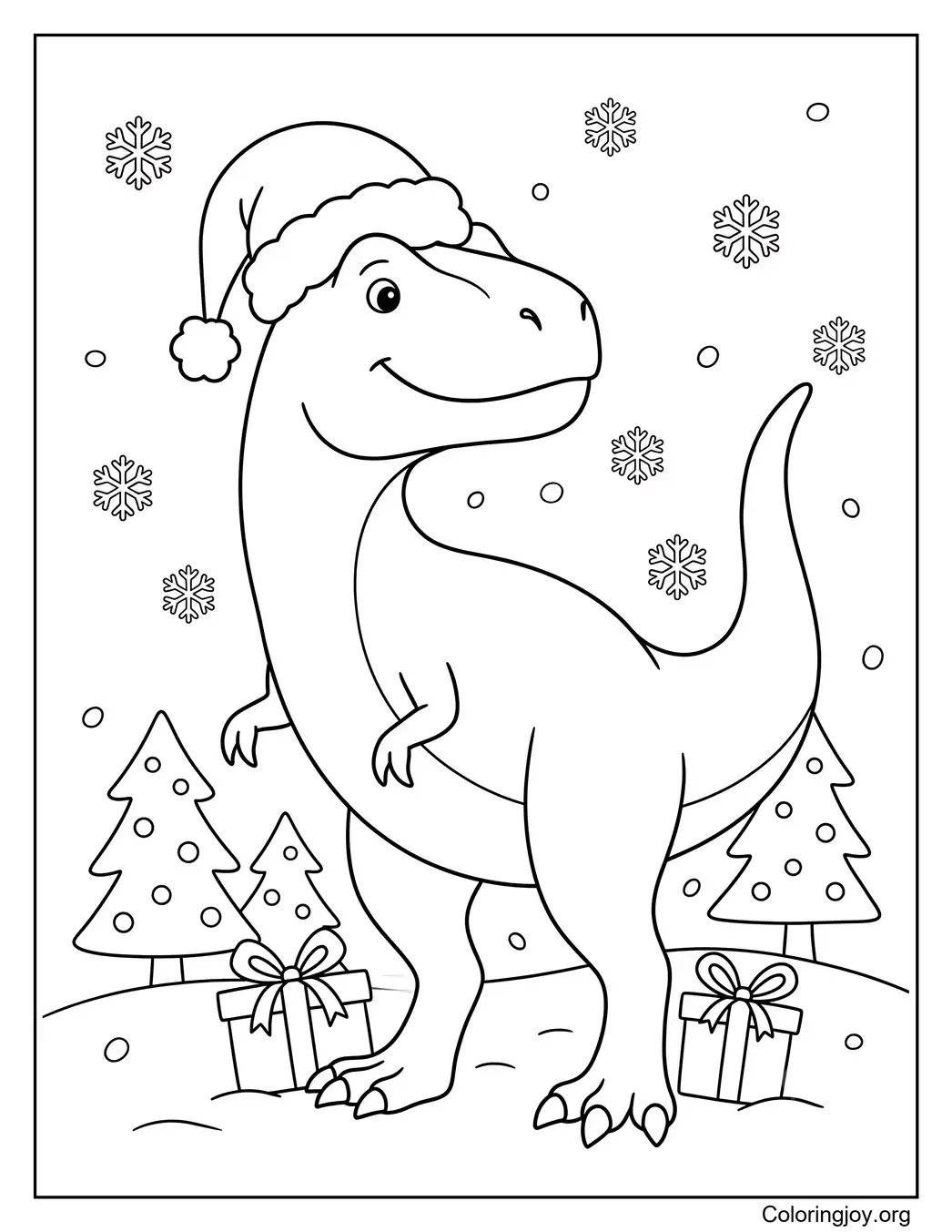 Christmas Allosaurus wearing a Santa hat