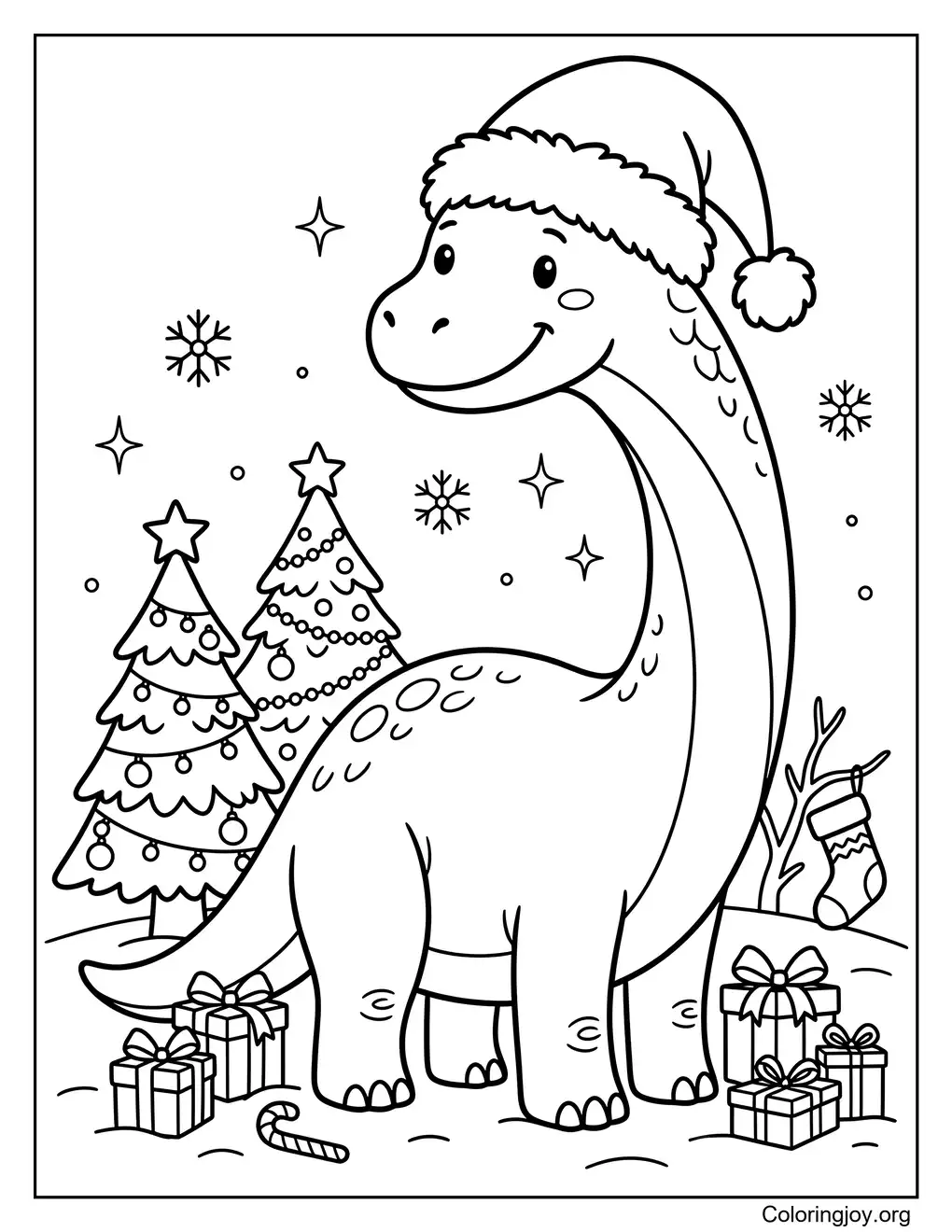 Christmas Diplodocus with Santa hat