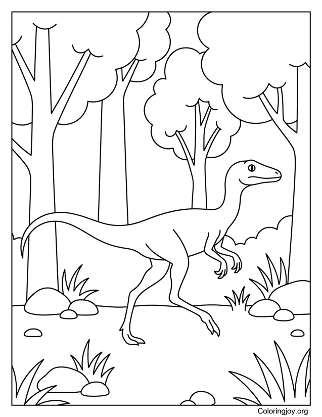Compsognathus Forest Walk Coloring Page
