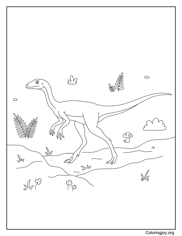 Compsognathus Nature Walk Coloring Page