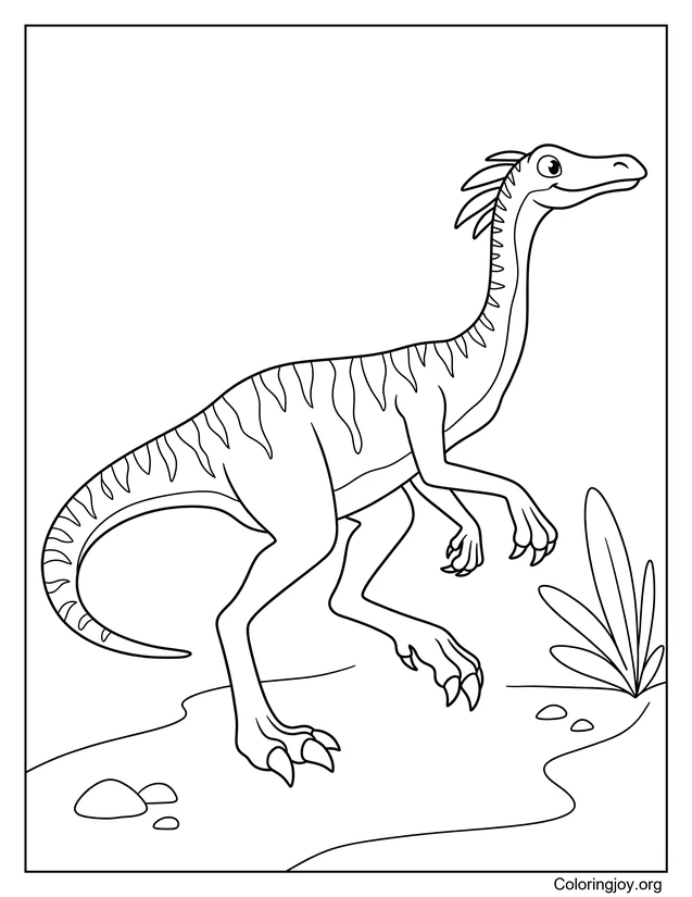 Compsognathus Walking Slowly Coloring Page