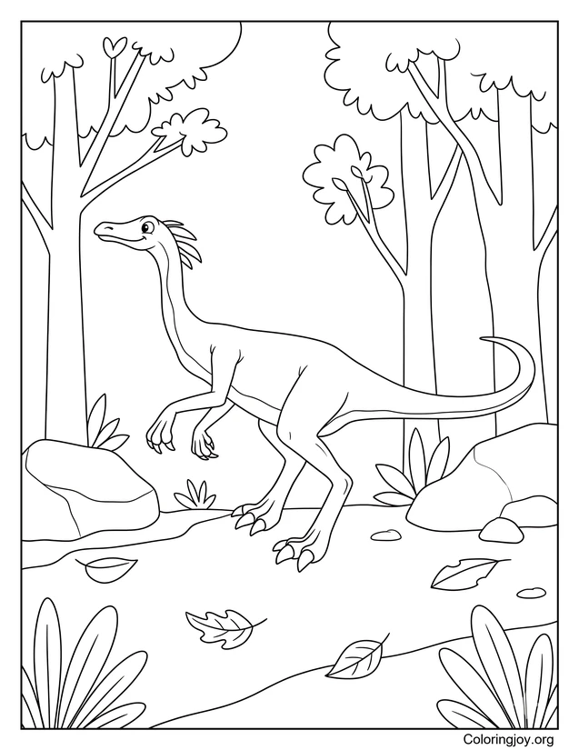 Coloriage Compsognathus Woodland Walk