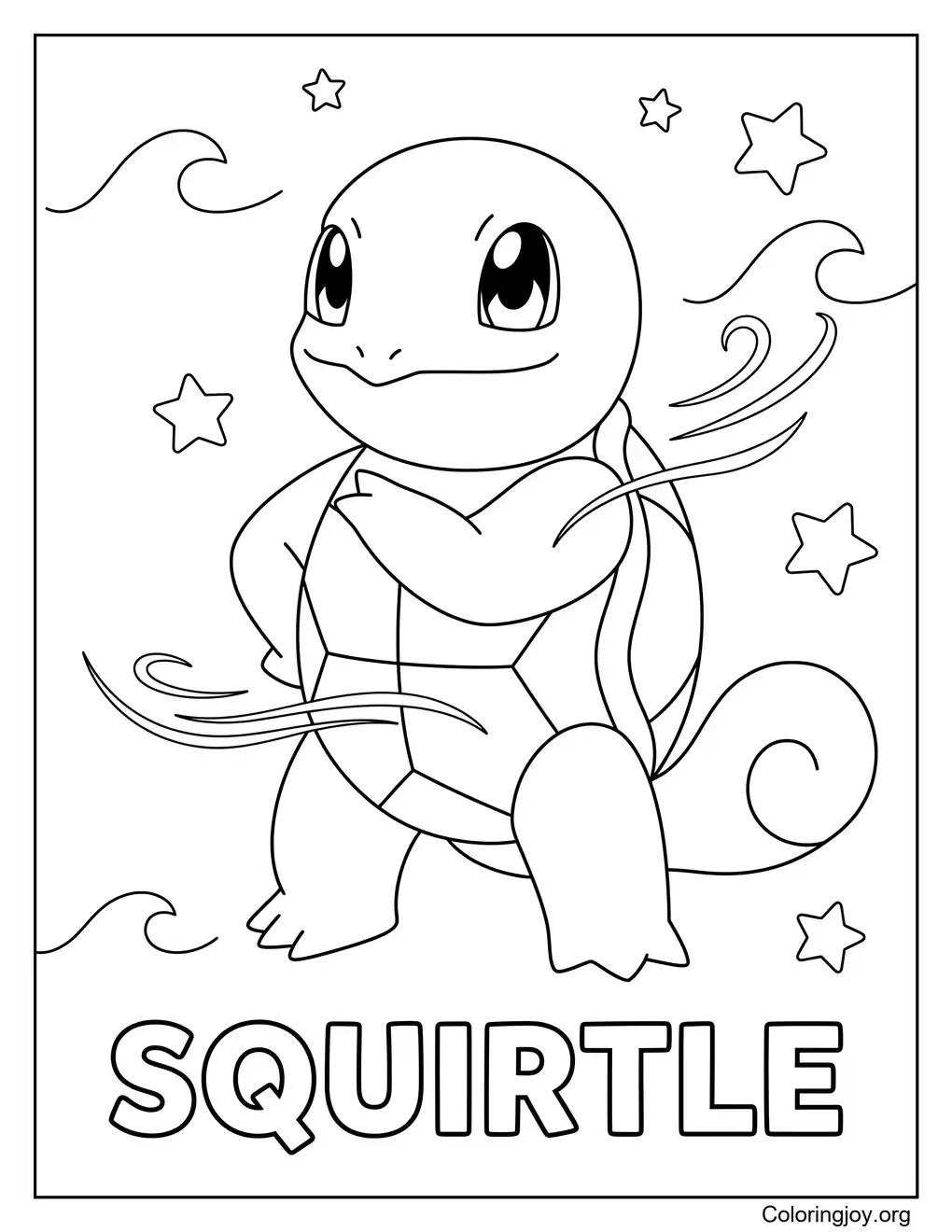 Cool Squirtle character style printable coloring page
