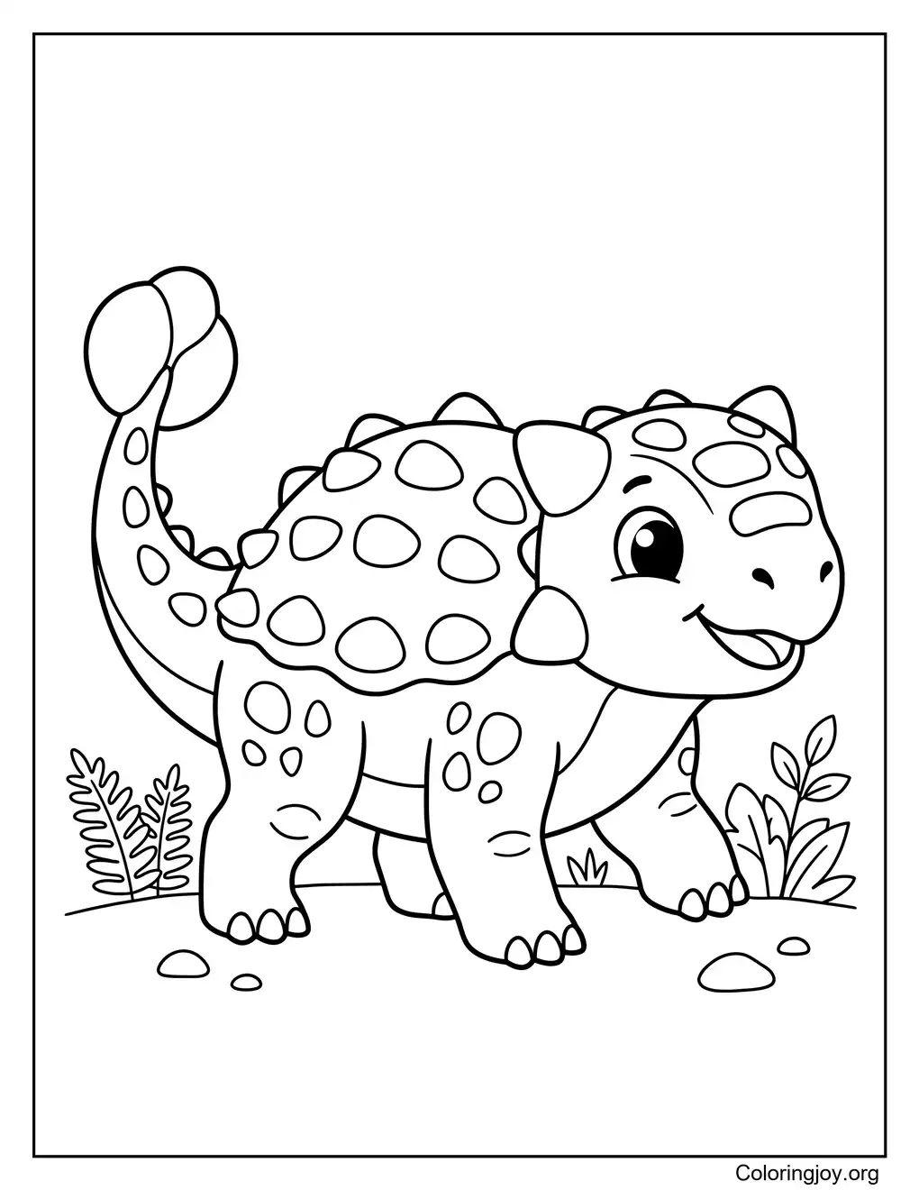 Cute Baby Ankylosaurus Coloring Page