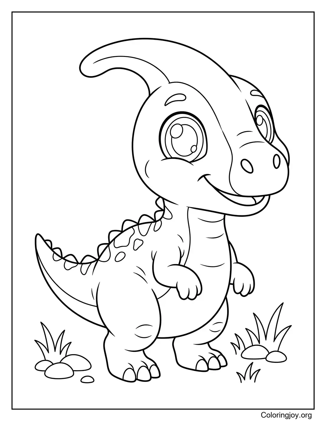 Cute Baby Parasaurolophus Coloring Page