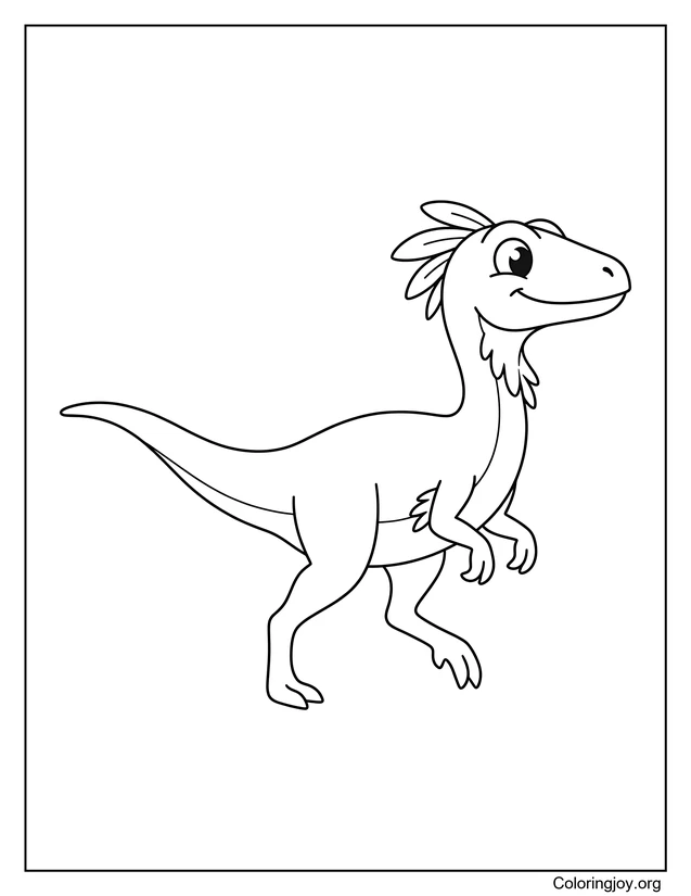 Cute Dino Walking Coloring Page