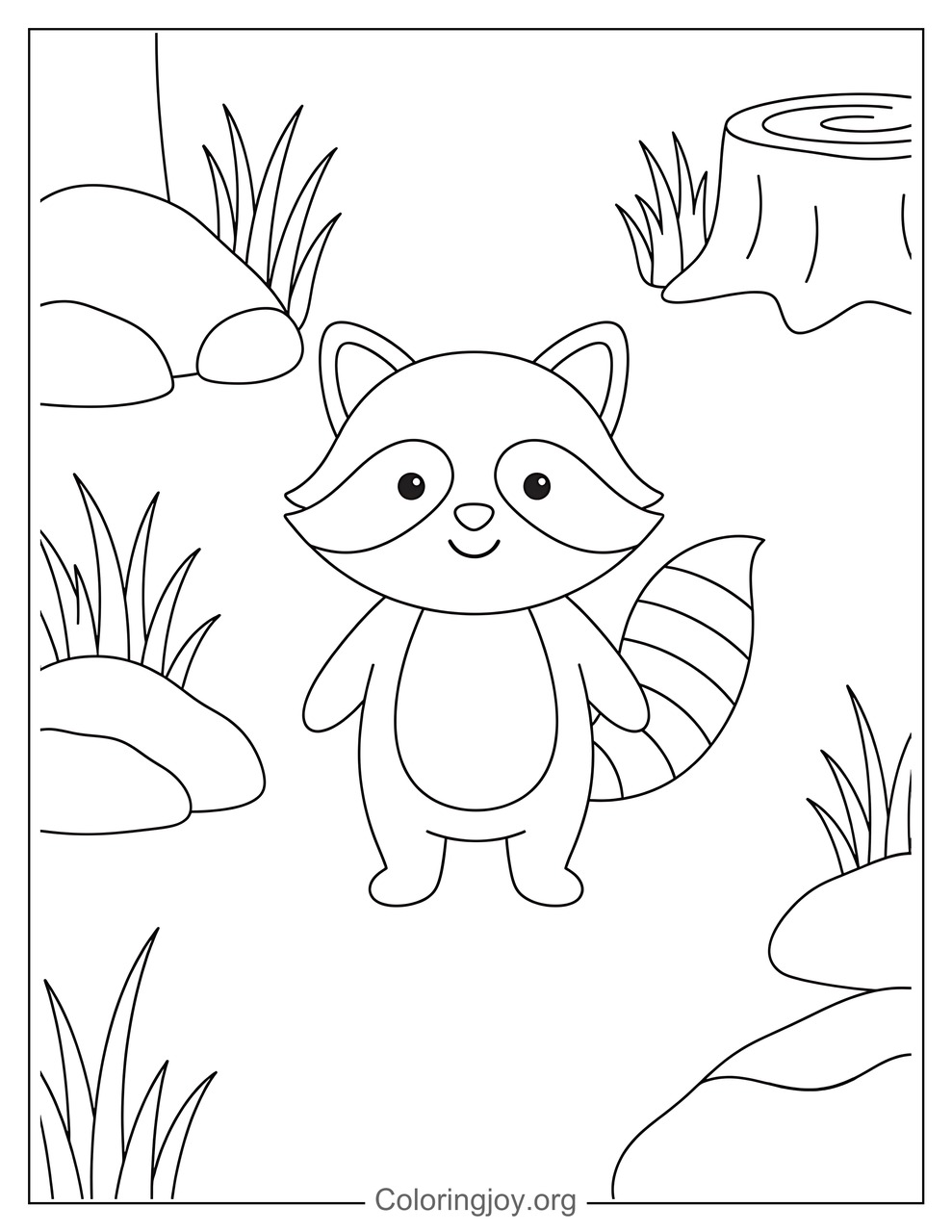 Cute Raccoon Coloring Page