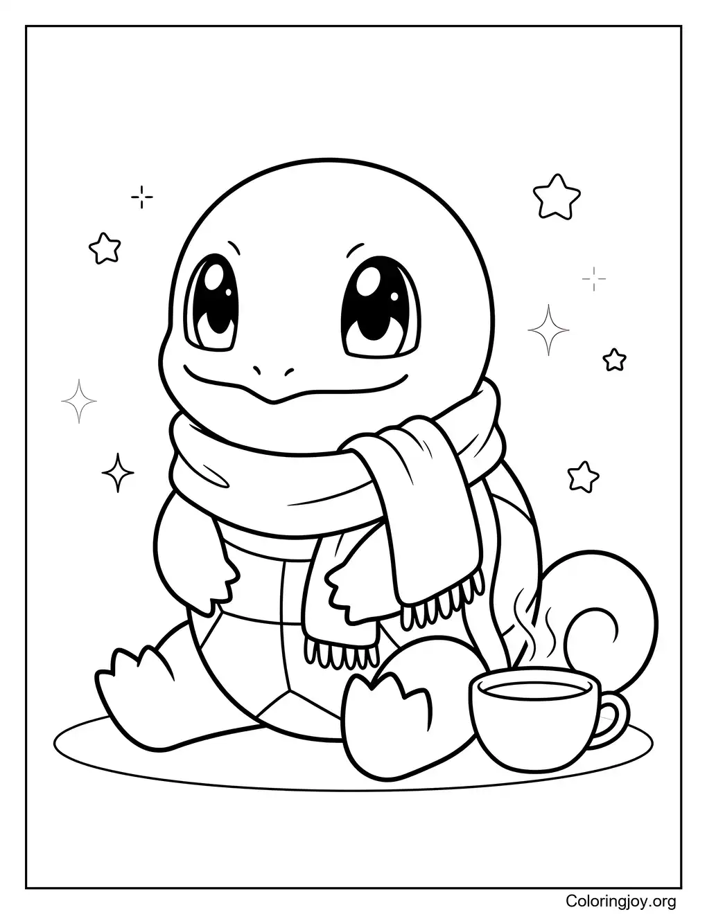 Cute Squirtle inspired coloring printable page