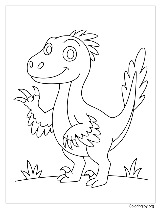 Niedlicher Utahraptor winkt Hallo