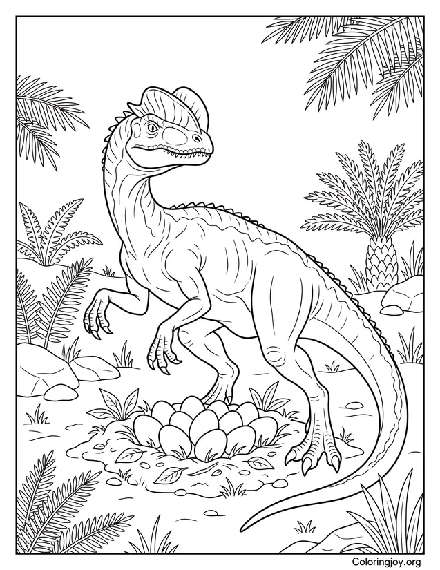 Dilophosaurus Defending Its Nest