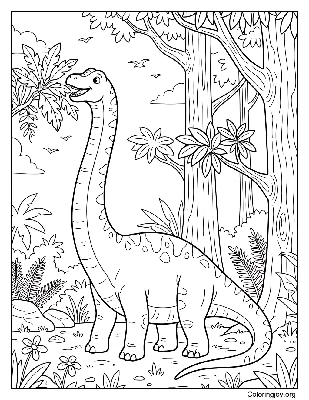 Diplodocus eating leaves from tall trees