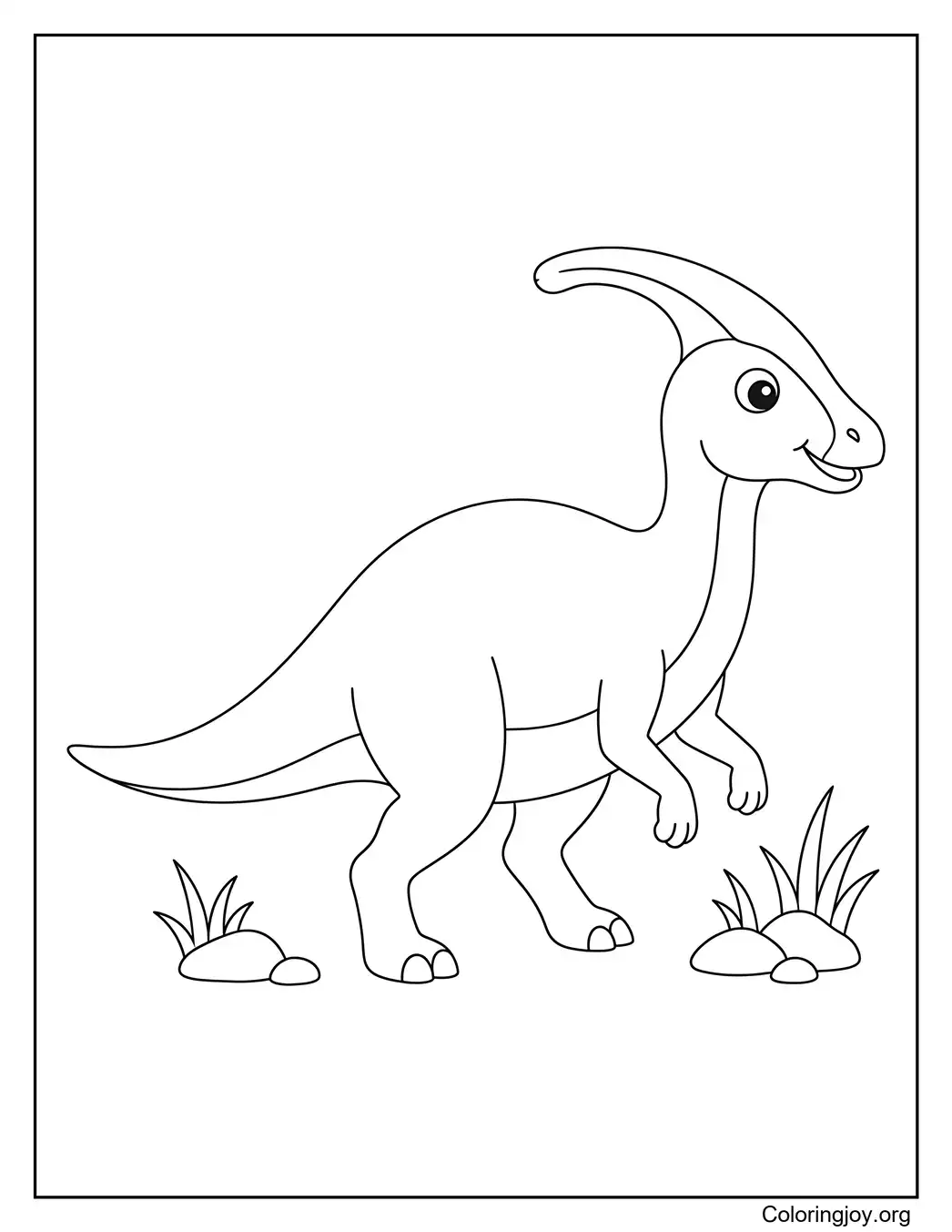 Easy Parasaurolophus Coloring Page for Preschoolers
