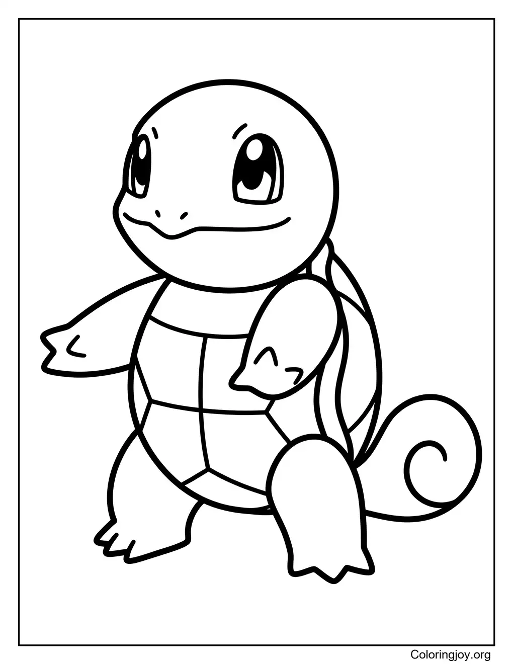Easy outline Squirtle beginner friendly coloring sheet