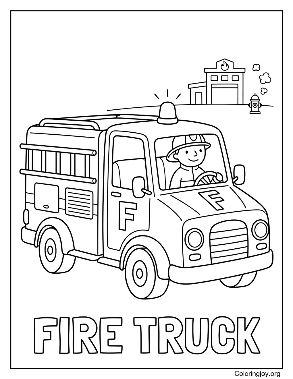 ABC Letra F Camión De Bomberos Para Colorear