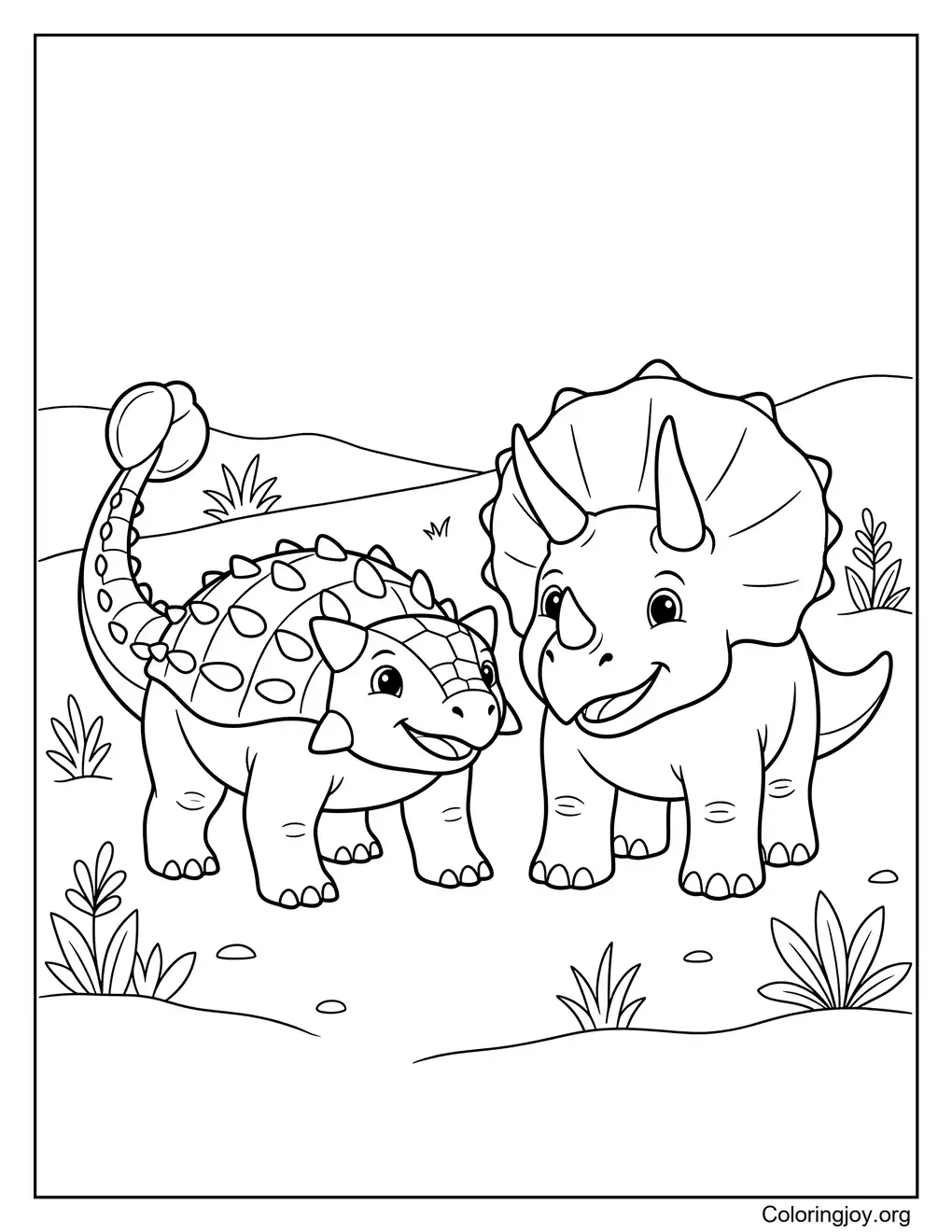 Amigos del anquilosaurio y el triceratops