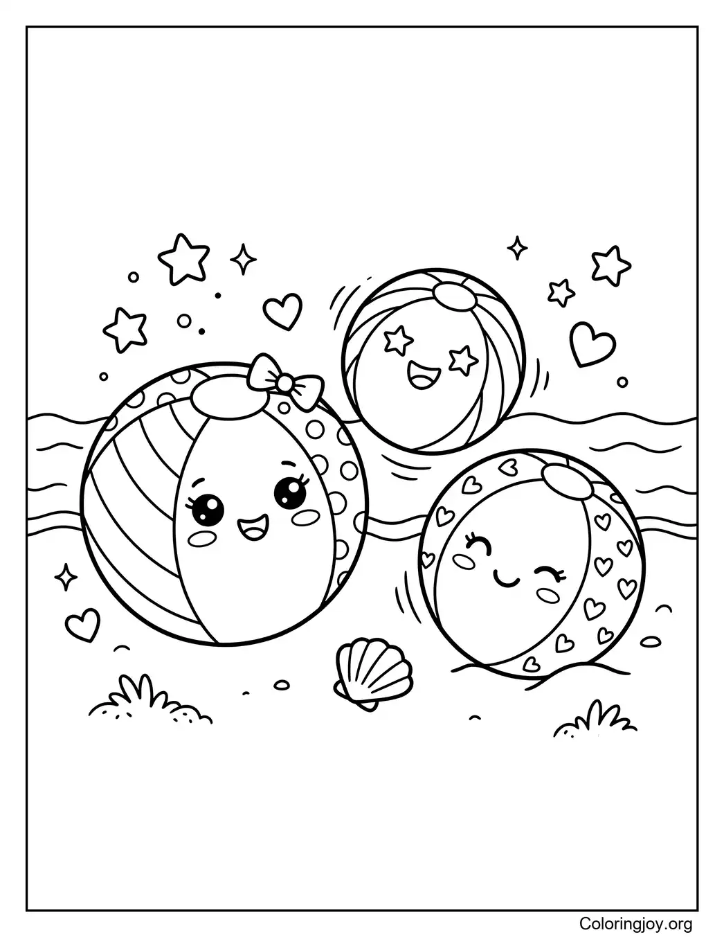 Amigos de la pelota de playa kawaii