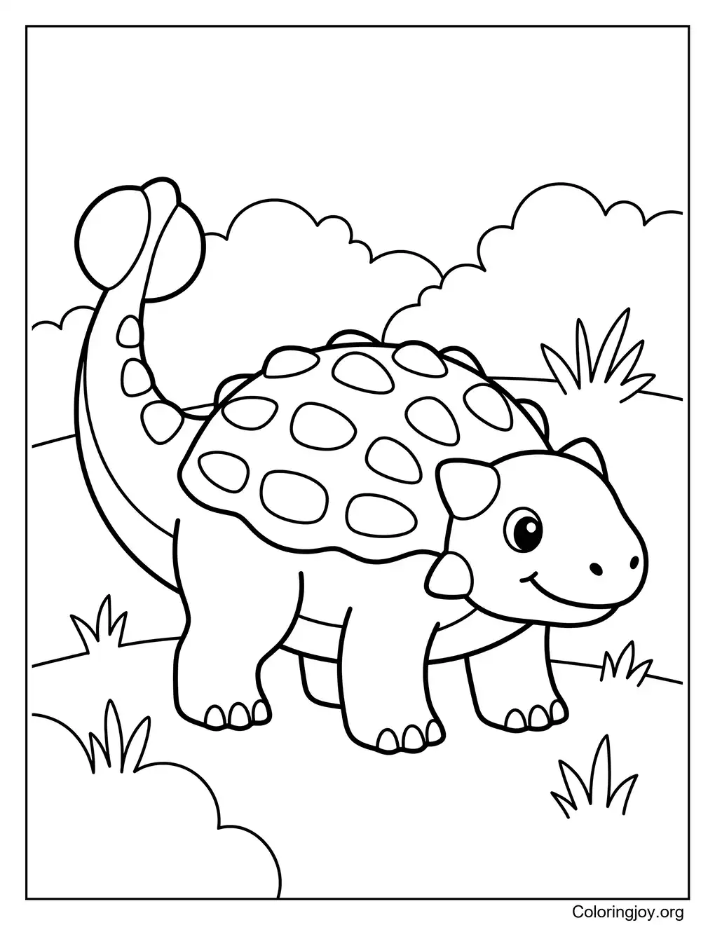 Hoja para colorear de Anquilosaurio infantil