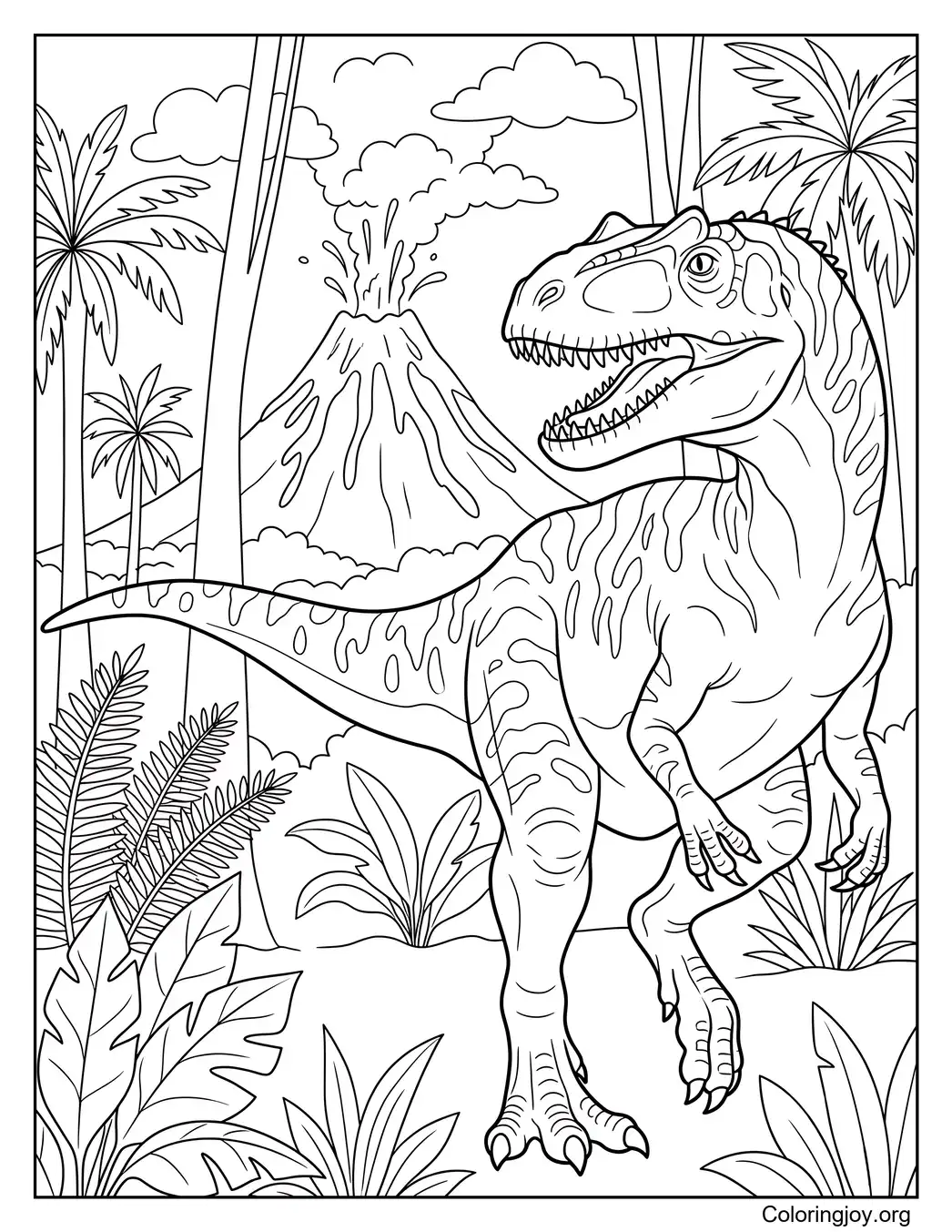 Aventura en la jungla con Allosaurus y volcán