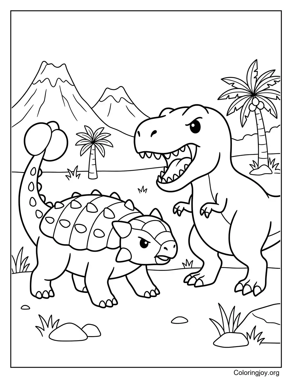 Batalla de T Rex con Ankylosaurus