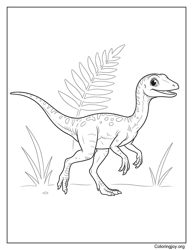 Página para colorear de paseo de dinosaurio bebé