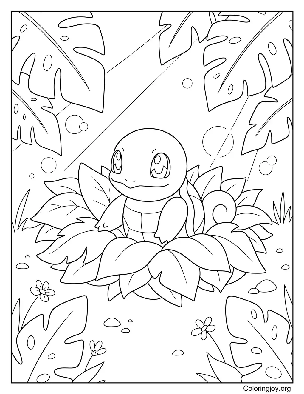 Hoja para colorear inspirada en Baby Squirtle