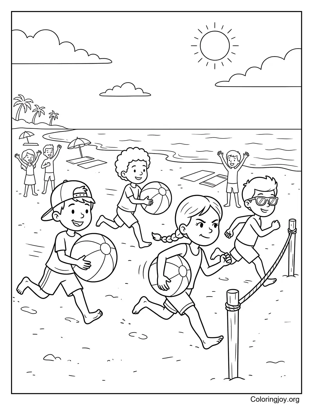 Carrera de relevos con pelota de playa