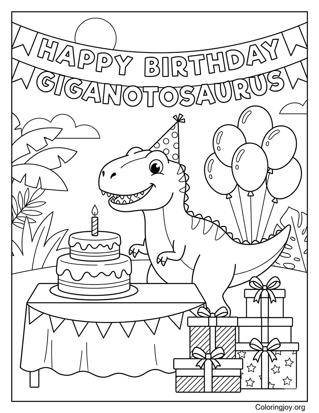 Celebración del cumpleaños del Giganotosaurus