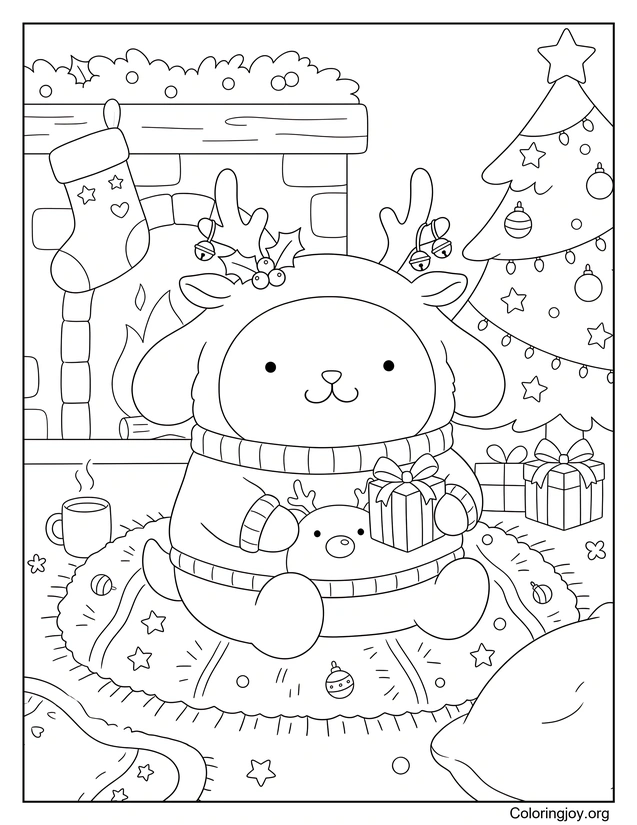 Diversión navideña con renos con Pompompurin