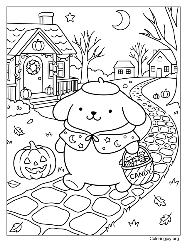 Aventuras de dulces de Halloween con Pompompurin