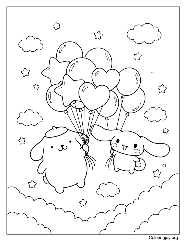 La aventura en globo de Pompompurin con un amigo volador