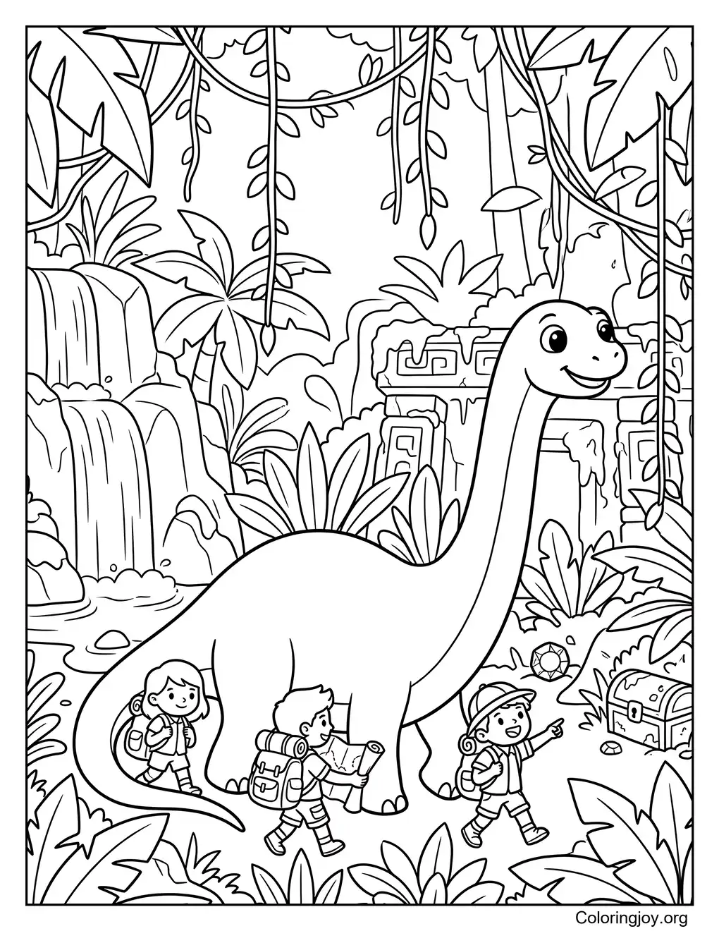 Aventura en la jungla Diplodocus con exploradores