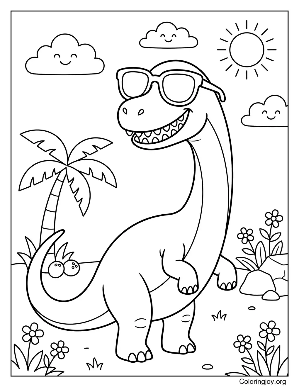 Diplodocus divertido con gafas de sol