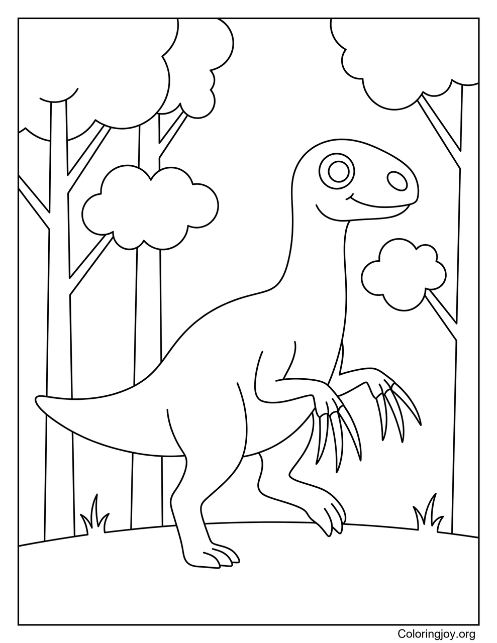 Escena de caminata por el bosque de Therizinosaurus