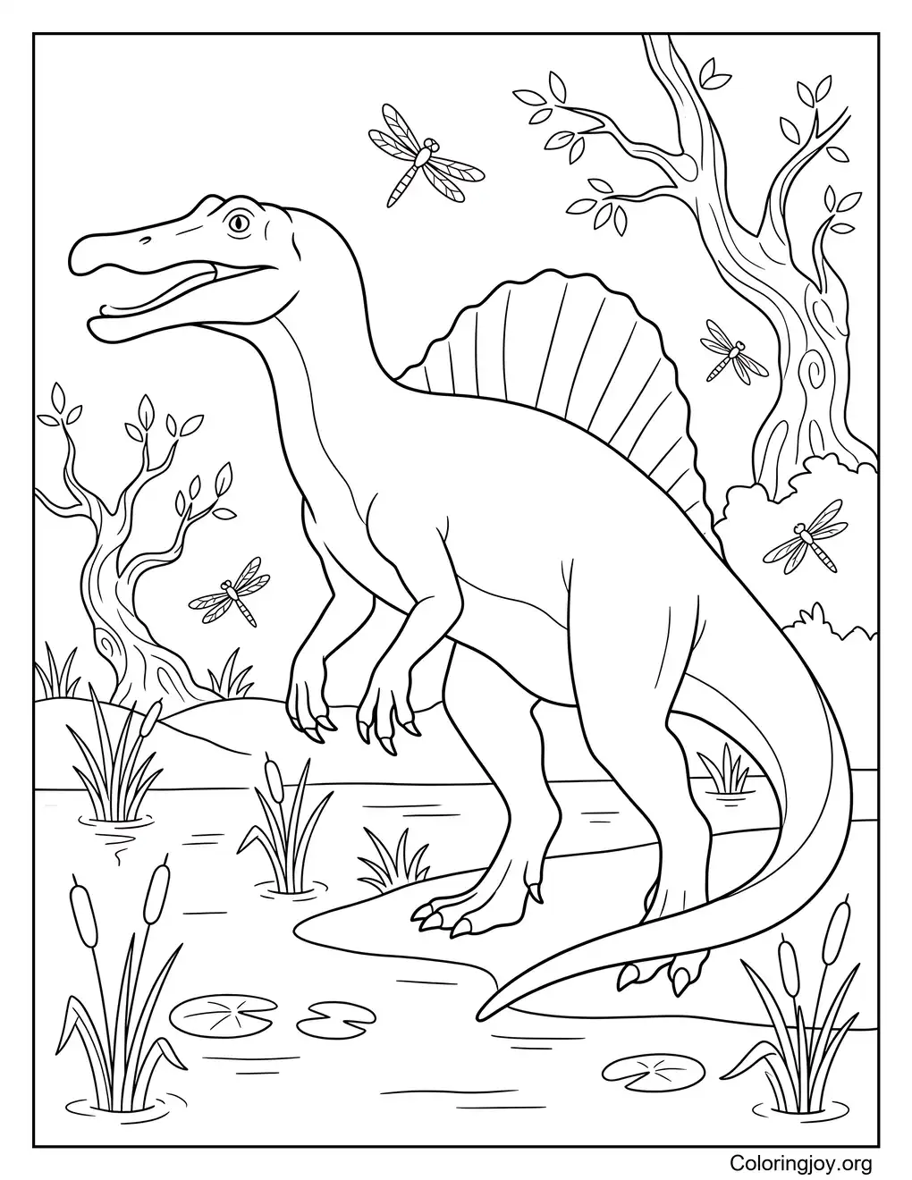Spinosaurus del pantano prehistórico Página para colorear