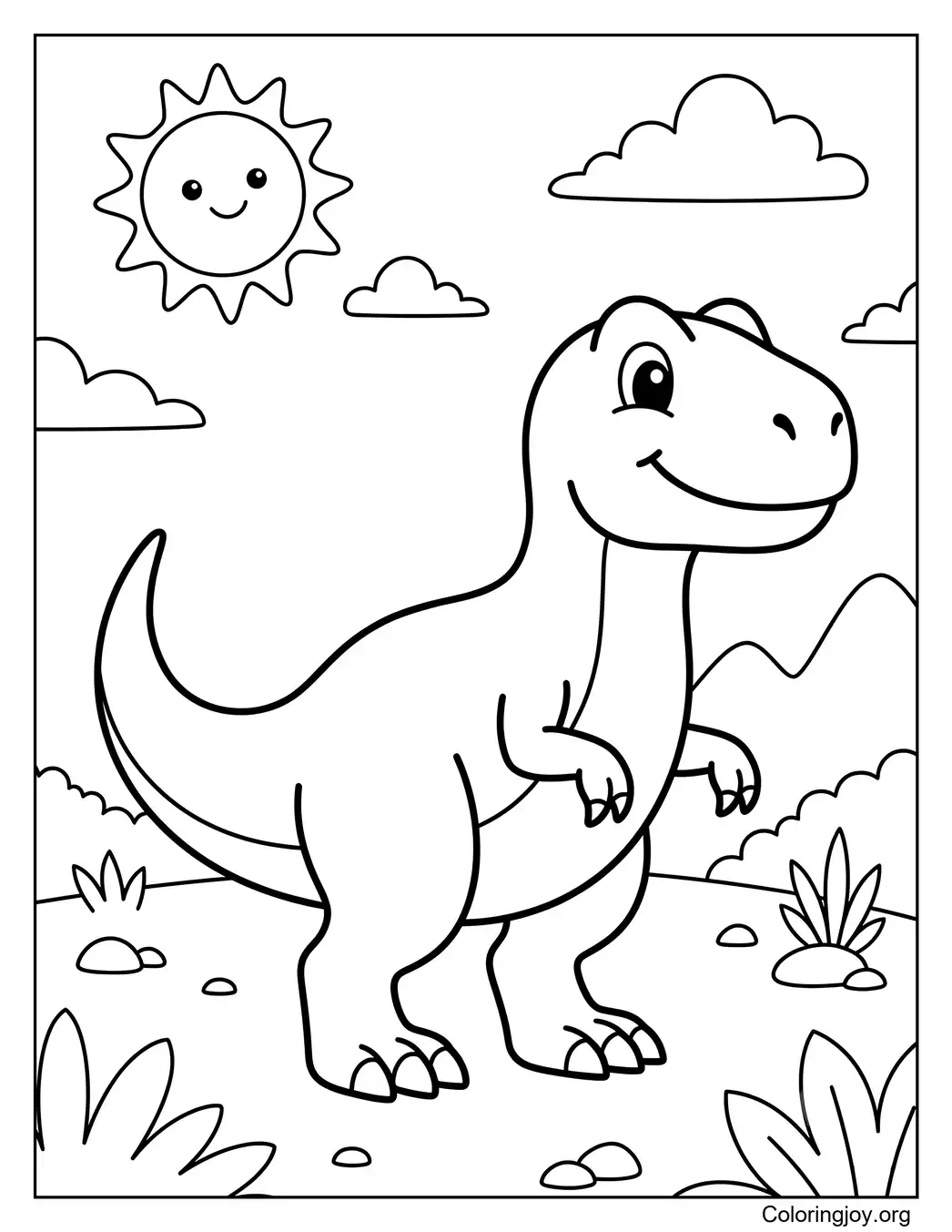 Esquema sencillo y fácil de Allosaurus para niños en edad preescolar