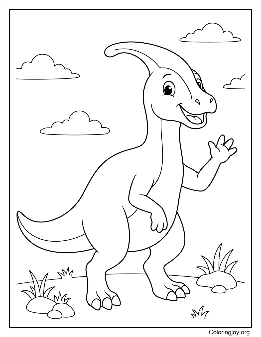 Parasaurolophus feliz de dibujos animados para niños
