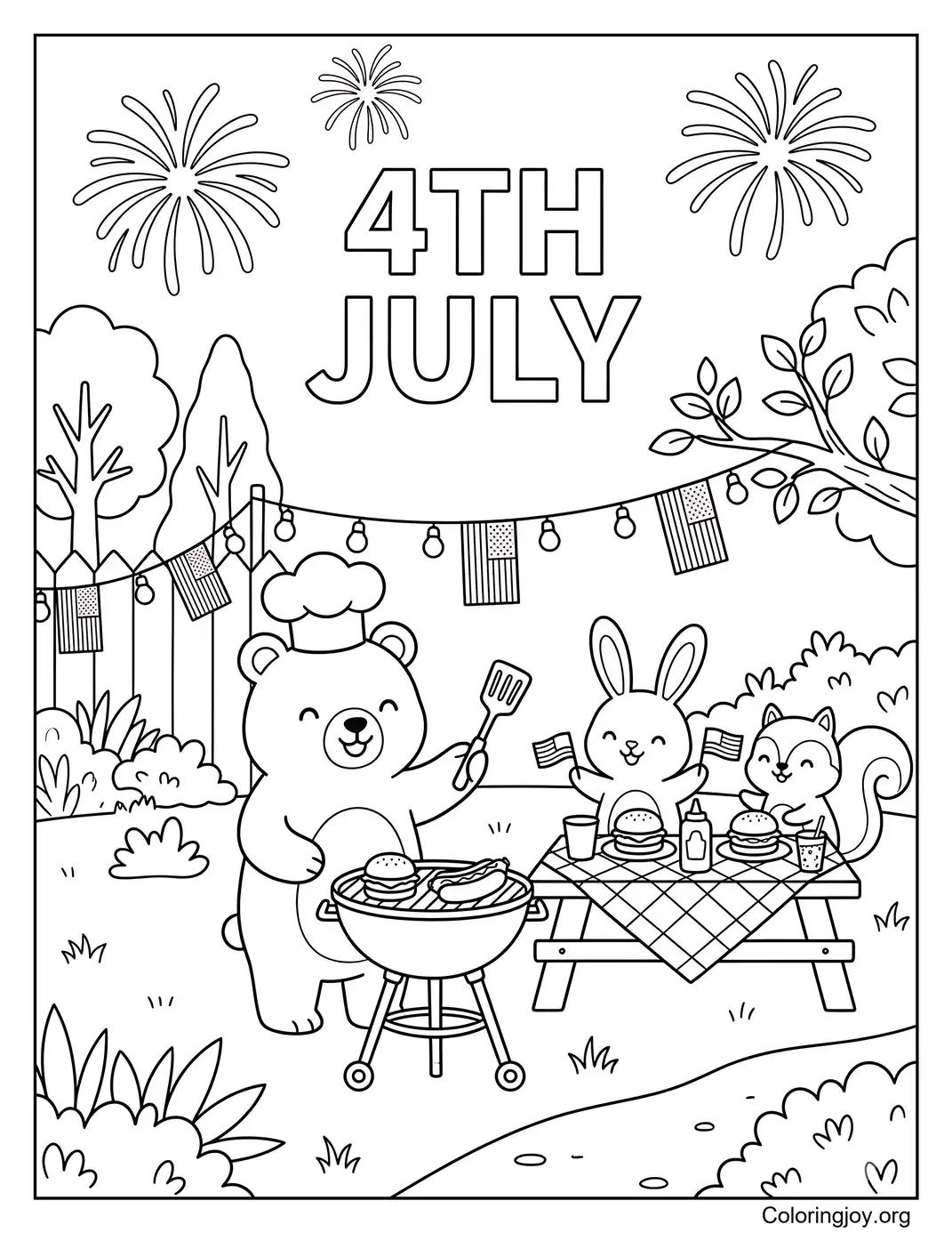 Fiesta de barbacoa en el patio trasero del 4 de julio