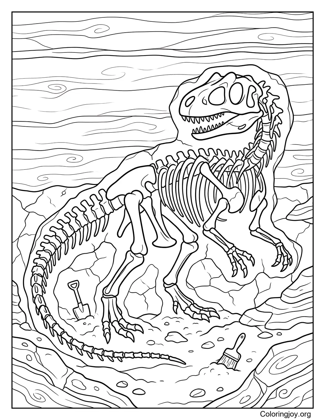 Dibujo de Fósil de esqueleto de Allosaurus para colorear