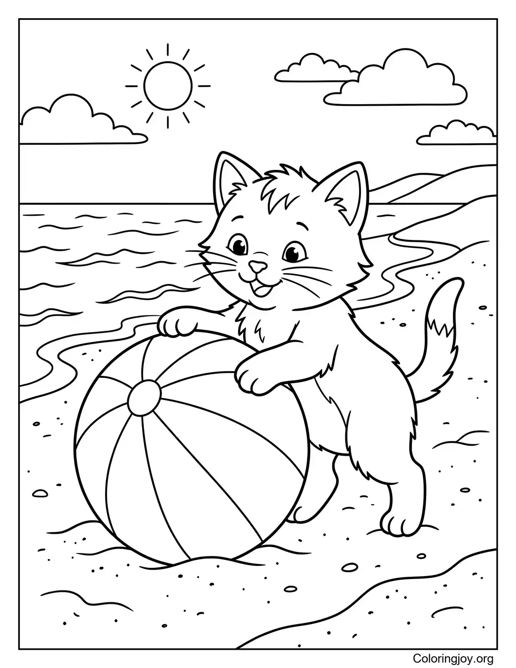 Gato jugando pelota de playa