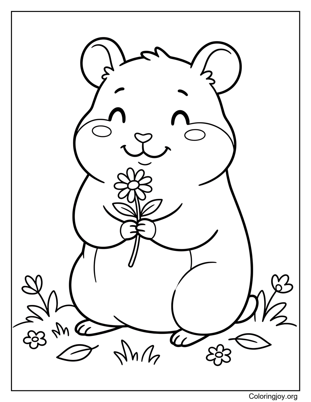 Dibujo para colorear de hámster gratis