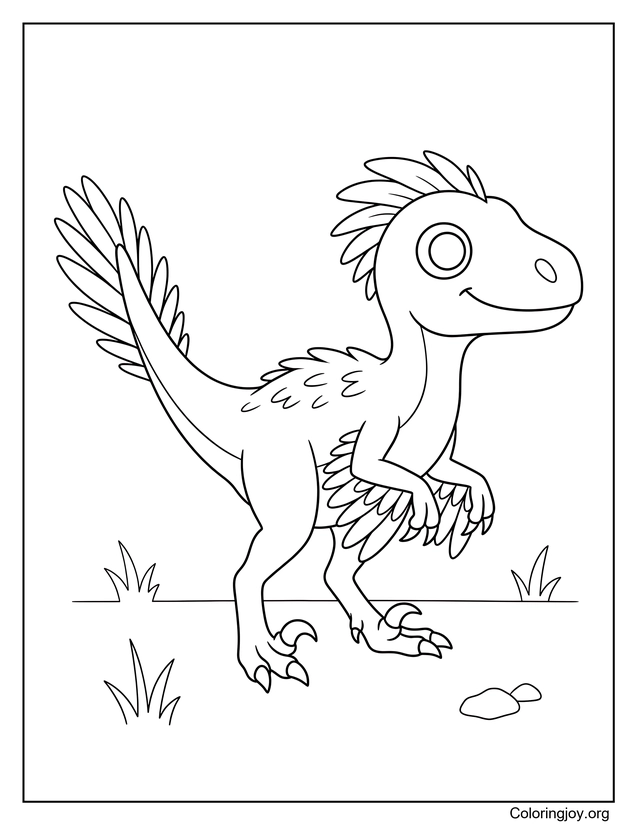 Lindo bebé Utahraptor sonriendo