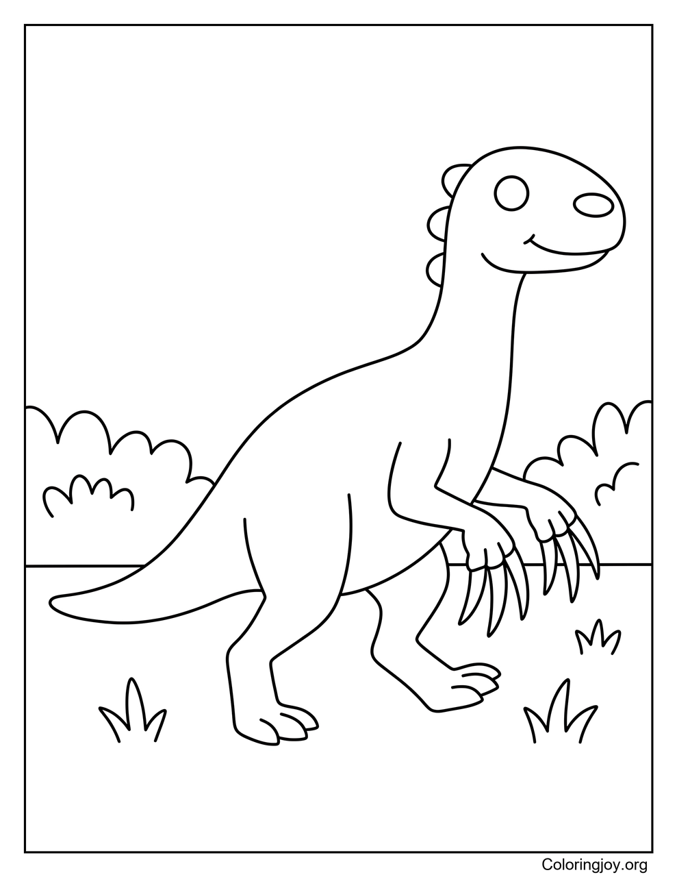 Lindo Therizinosaurus caminando para colorear