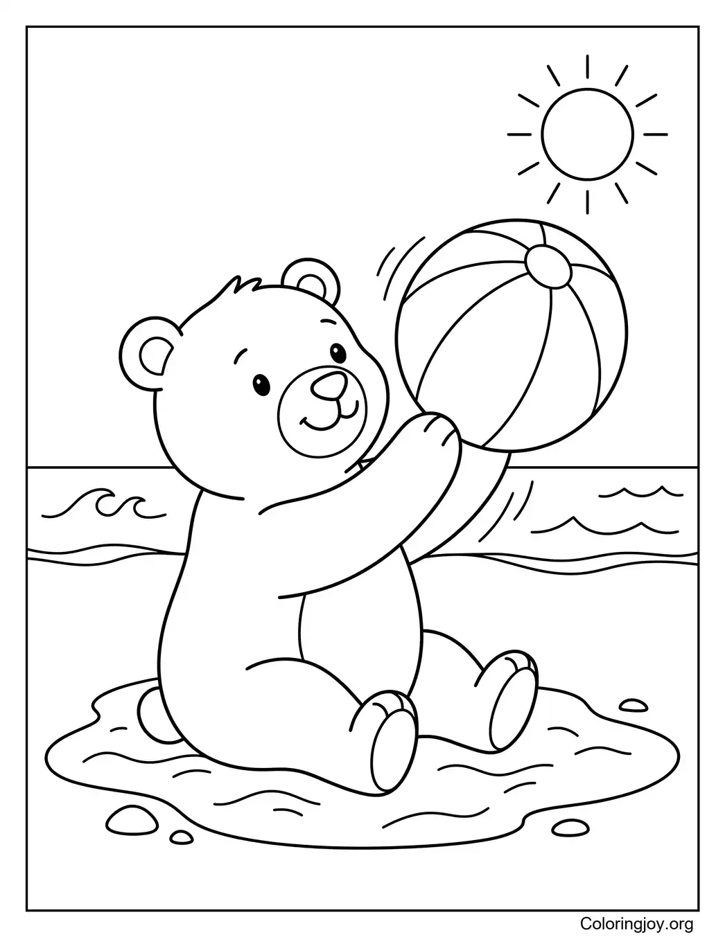 Oso jugando pelota de playa