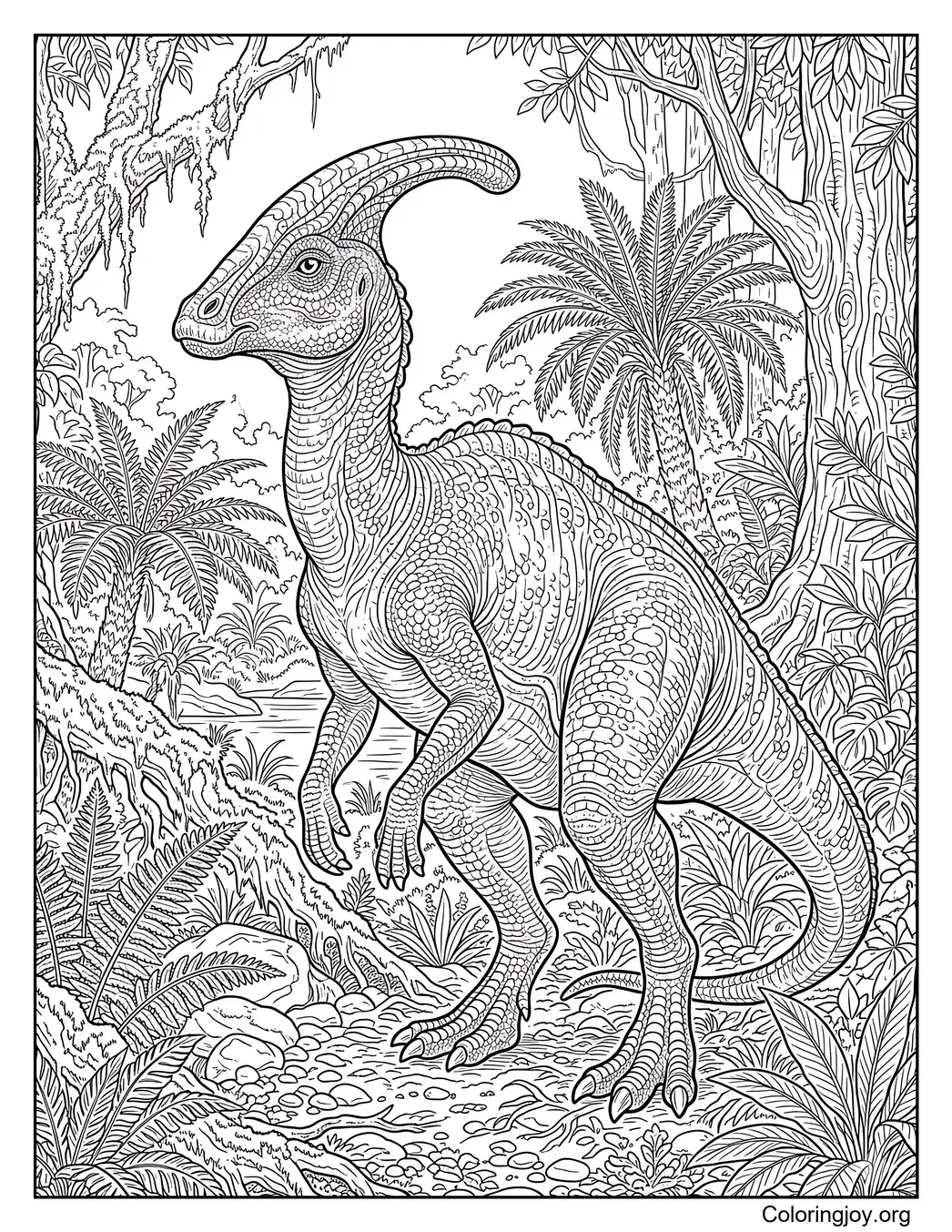 Parasaurolophus detallado para niños mayores y adultos