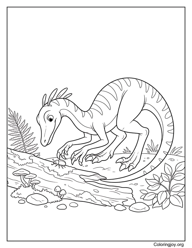 Pequeño Compsognathus Caminando Página Para Colorear